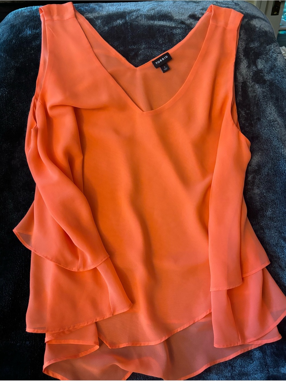 torrid Bright Orange Layered Chiffon V-Neck Blouse